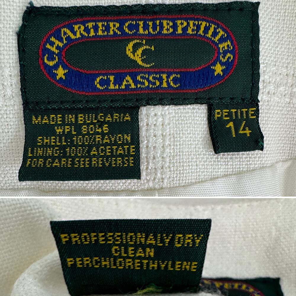 Vintage Charter Club Ivory Pearl Button Longline Blazer Petite size 10/M - Picture 10 of 11